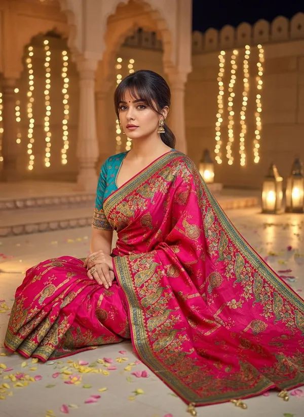 Pink_Banarasi_Pure_Silk_Jacquard_Printed_Saree_For_Women_|_With_Blouse_Piece