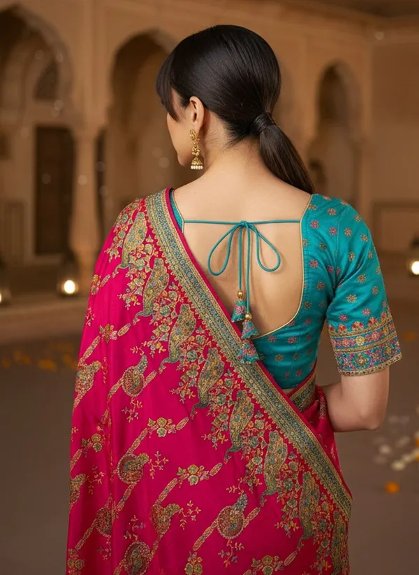Pink_Banarasi_Pure_Silk_Jacquard_Printed_Saree_For_Women_|_With_Blouse_Piece