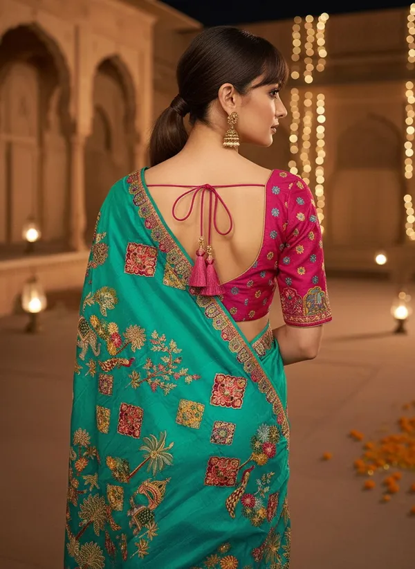 Light_Green_Banarasi_Pure_Silk_Jacquard_Printed_Saree_For_Women_|_With_Blouse_Piece