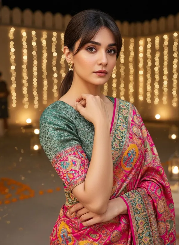 Red_Banarasi_Pure_Silk_Jacquard_Printed_Saree_For_Women_|_With_Blouse_Piece