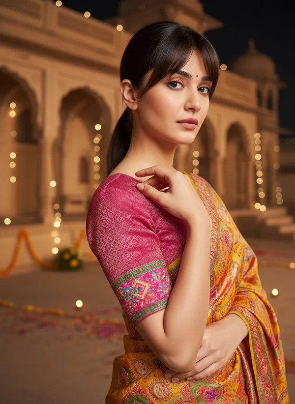 Yellow_Banarasi_Pure_Silk_Jacquard_Printed_Zari_Saree_For_Women_|_With_Blouse_Piece