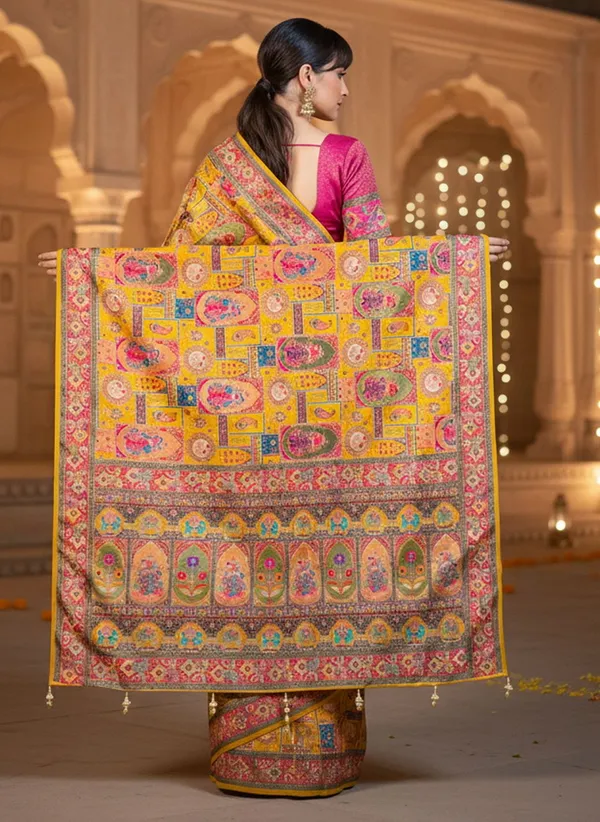 Yellow_Banarasi_Pure_Silk_Jacquard_Printed_Zari_Saree_For_Women_|_With_Blouse_Piece