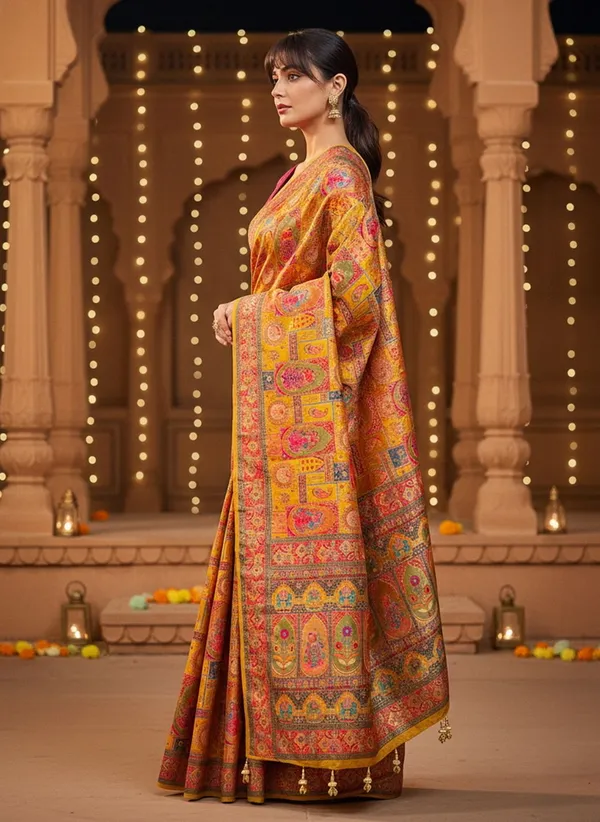 Yellow_Banarasi_Pure_Silk_Jacquard_Printed_Zari_Saree_For_Women_|_With_Blouse_Piece