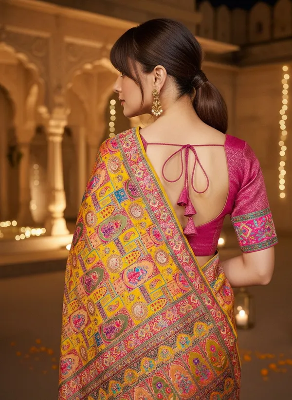 Yellow_Banarasi_Pure_Silk_Jacquard_Printed_Zari_Saree_For_Women_|_With_Blouse_Piece