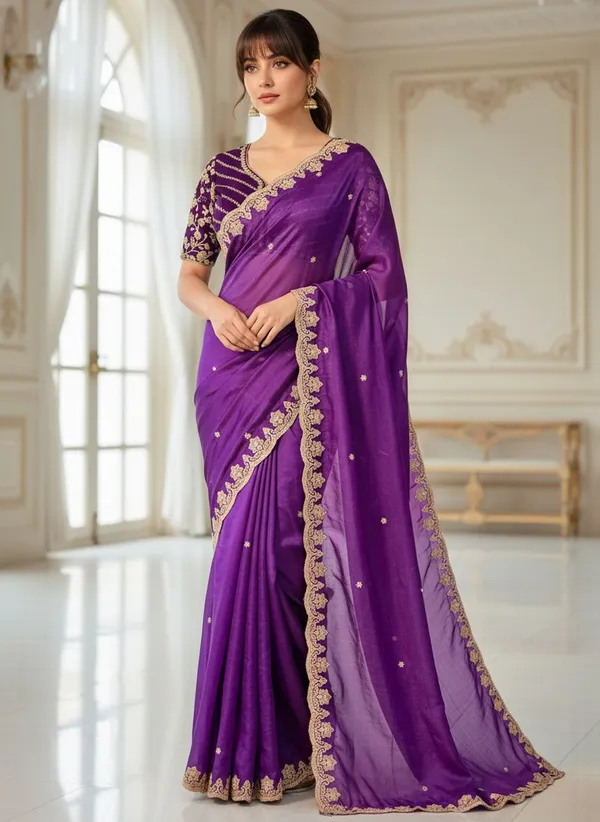 Purple_Satin_Tissue_Zari_Sequin_Embroidered_Saree_For_Women_|_With_Blouse_Piece