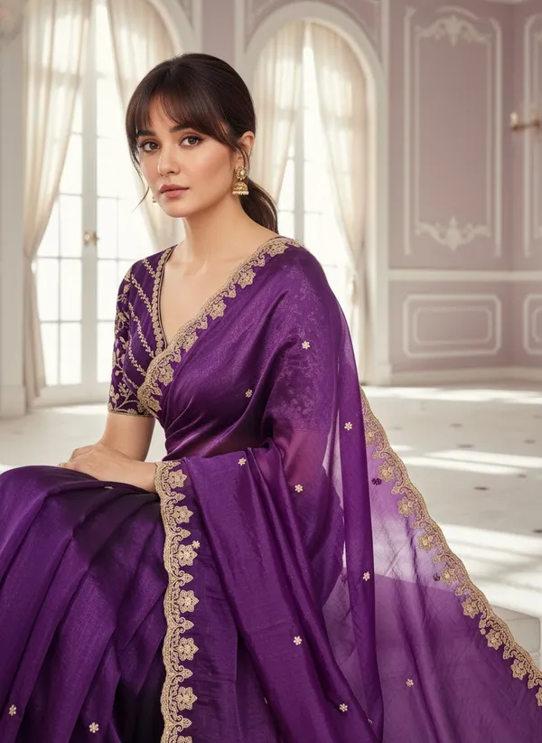 Purple_Satin_Tissue_Zari_Sequin_Embroidered_Saree_For_Women_|_With_Blouse_Piece