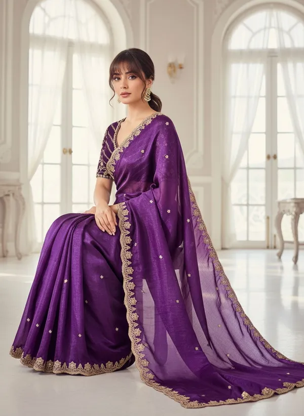 Purple_Satin_Tissue_Zari_Sequin_Embroidered_Saree_For_Women_|_With_Blouse_Piece