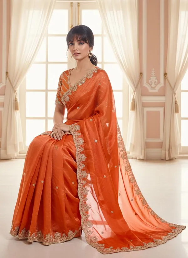 Orange_Satin_Embroidered_Bollywood_Saree_For_Women_|_With_Blouse_Piece