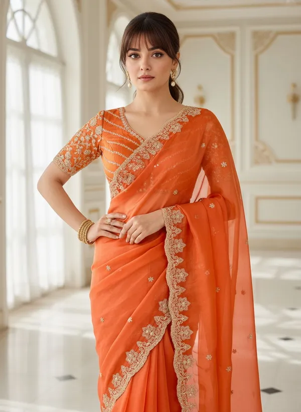 Orange_Satin_Embroidered_Bollywood_Saree_For_Women_|_With_Blouse_Piece