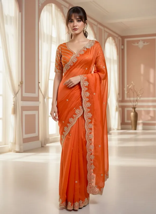 Orange_Satin_Embroidered_Bollywood_Saree_For_Women_|_With_Blouse_Piece