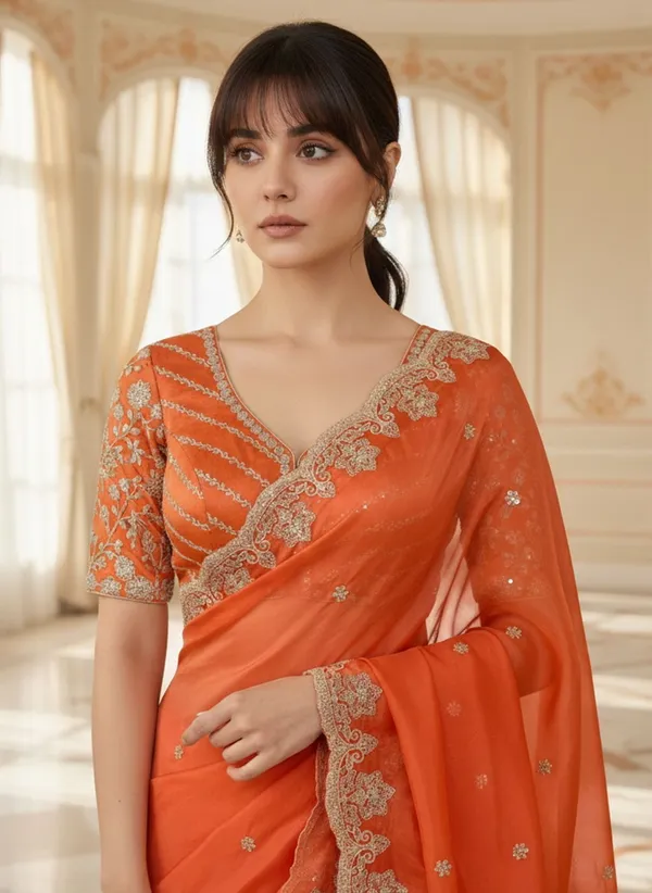 Orange_Satin_Embroidered_Bollywood_Saree_For_Women_|_With_Blouse_Piece