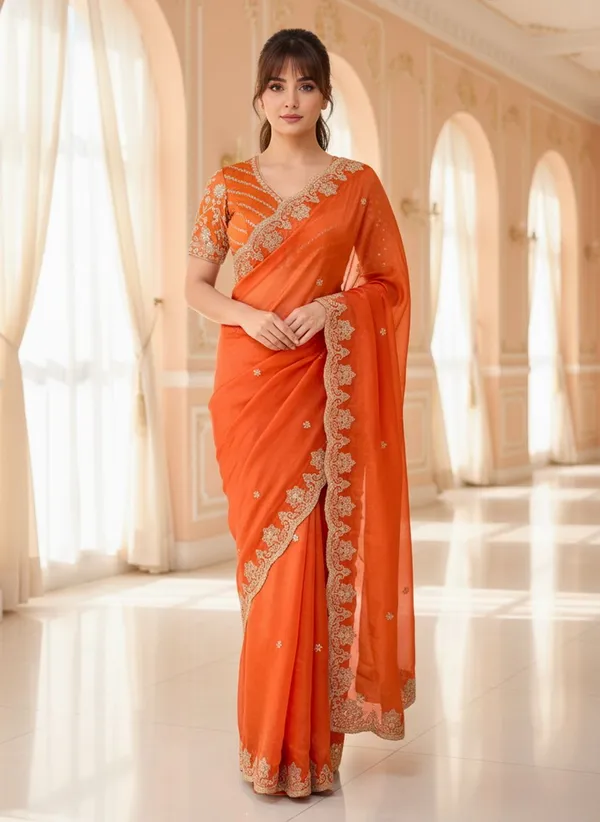 Orange_Satin_Embroidered_Bollywood_Saree_For_Women_|_With_Blouse_Piece