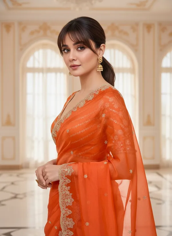 Orange_Satin_Embroidered_Bollywood_Saree_For_Women_|_With_Blouse_Piece