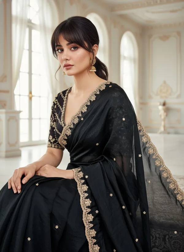 Black_Satin_Tissue_Zari_Sequin_Embroidered_Bollywood_Saree_For_Women_|_With_Blouse_Piece