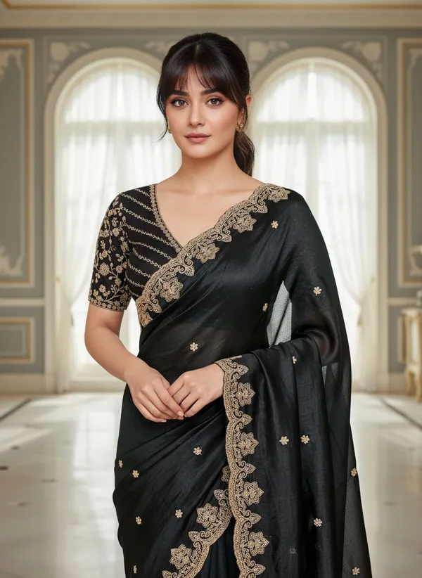 Black_Satin_Tissue_Zari_Sequin_Embroidered_Bollywood_Saree_For_Women_|_With_Blouse_Piece