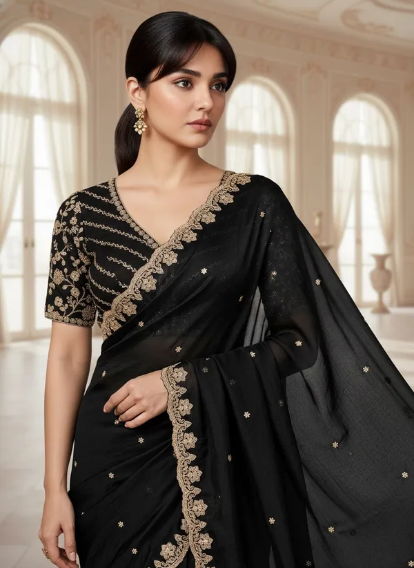 Black_Satin_Tissue_Zari_Sequin_Embroidered_Bollywood_Saree_For_Women_|_With_Blouse_Piece