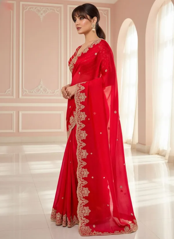 Red_Satin_Embroidered_Bollywood_Tissue_Saree_For_Women_|_With_Blouse_Piece