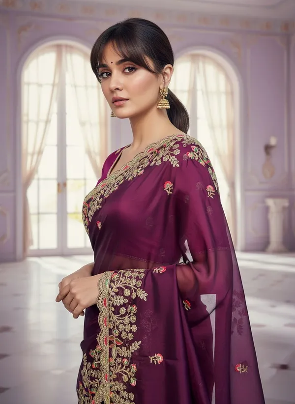 Purple_Georgette_Silk_Blend_Embroidered_Saree_For_Women_|_With_Blouse_Piece