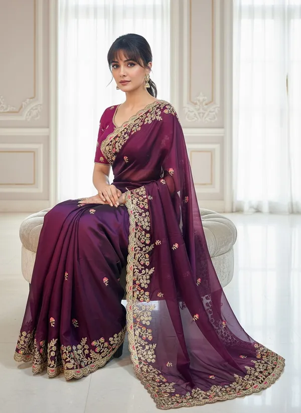 Purple_Georgette_Silk_Blend_Embroidered_Saree_For_Women_|_With_Blouse_Piece