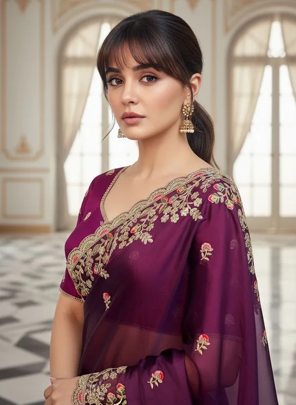 Purple_Georgette_Silk_Blend_Embroidered_Saree_For_Women_|_With_Blouse_Piece