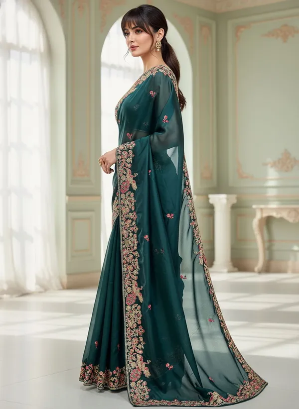Green_Georgette_Embroidered_Bollywood_Saree_For_Women_|_With_Blouse_Piece