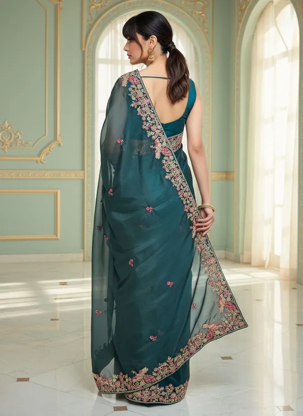 Green_Georgette_Embroidered_Bollywood_Saree_For_Women_|_With_Blouse_Piece