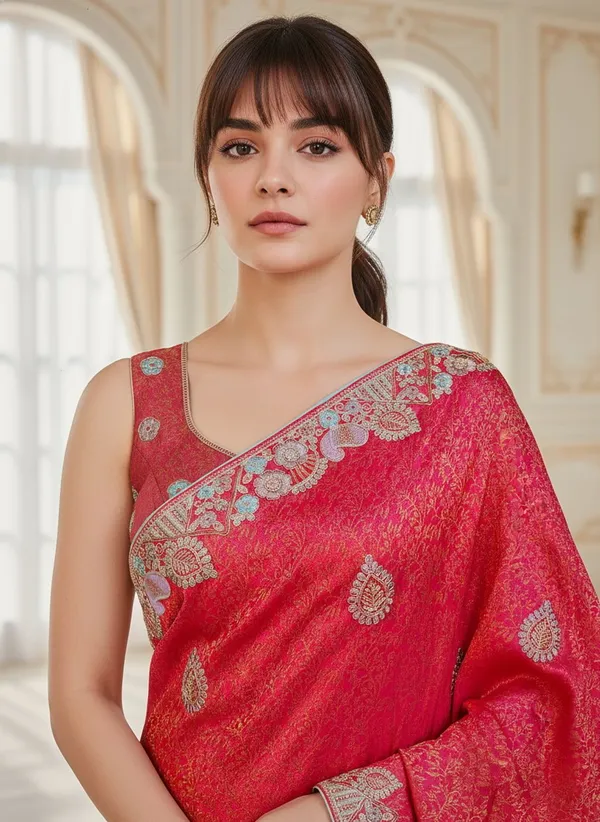 Pink_Banarasi_Silk_Blend_Jacquard_Embroidered_Saree_For_Women_|_With_Blouse_Piece