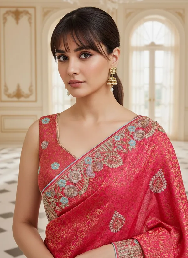 Pink_Banarasi_Silk_Blend_Jacquard_Embroidered_Saree_For_Women_|_With_Blouse_Piece