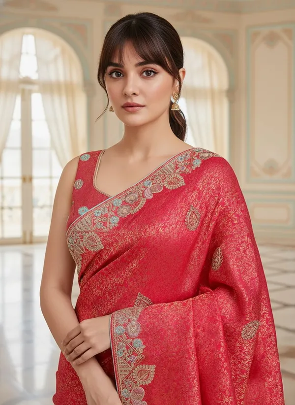 Pink_Banarasi_Silk_Blend_Jacquard_Embroidered_Saree_For_Women_|_With_Blouse_Piece
