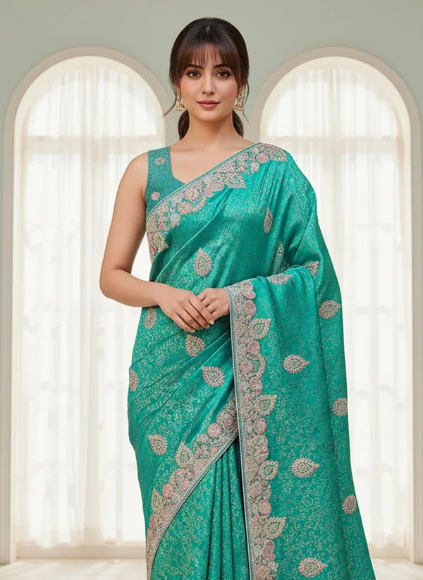 Green_Banarasi_Silk_Blend_Embroidered_Jacquard_Saree_For_Women_|_With_Blouse_Piece