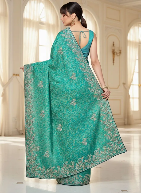 Green_Banarasi_Silk_Blend_Jacquard_Embroidered_Saree_For_Women_|_With_Blouse_Piece