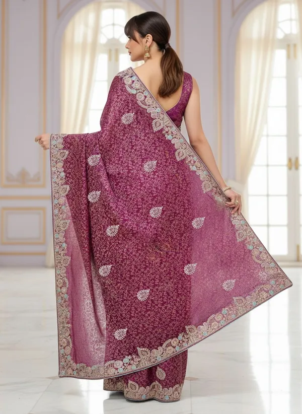 Magenta_Banarasi_Silk_Blend_Jacquard_Embroidered_Saree_For_Women_|_With_Blouse_Piece
