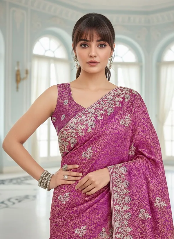 Sariya_Magenta_Banarasi_Silk_Blend_Jacquard_Embroidered_Saree_For_Women_|_With_Blouse_Piece