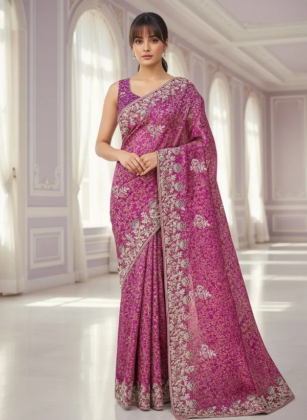 Sariya_Magenta_Banarasi_Silk_Blend_Jacquard_Embroidered_Saree_For_Women_|_With_Blouse_Piece