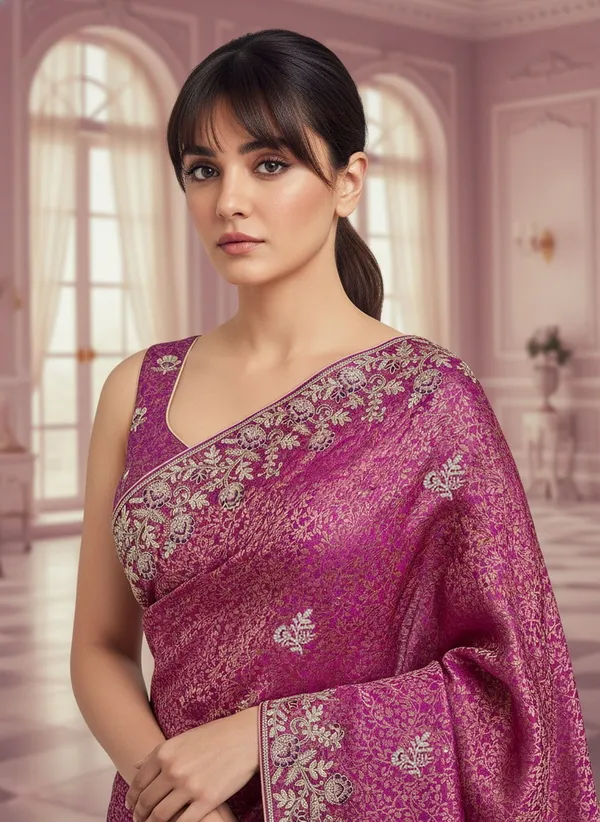 Sariya_Magenta_Banarasi_Silk_Blend_Jacquard_Embroidered_Saree_For_Women_|_With_Blouse_Piece