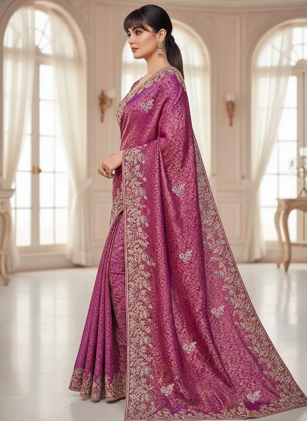 Sariya_Magenta_Banarasi_Silk_Blend_Jacquard_Embroidered_Saree_For_Women_|_With_Blouse_Piece