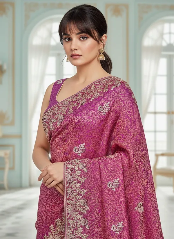 Sariya_Magenta_Banarasi_Silk_Blend_Jacquard_Embroidered_Saree_For_Women_|_With_Blouse_Piece