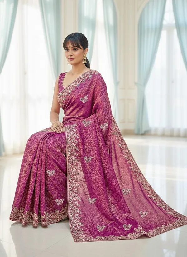 Sariya_Magenta_Banarasi_Silk_Blend_Jacquard_Embroidered_Saree_For_Women_|_With_Blouse_Piece