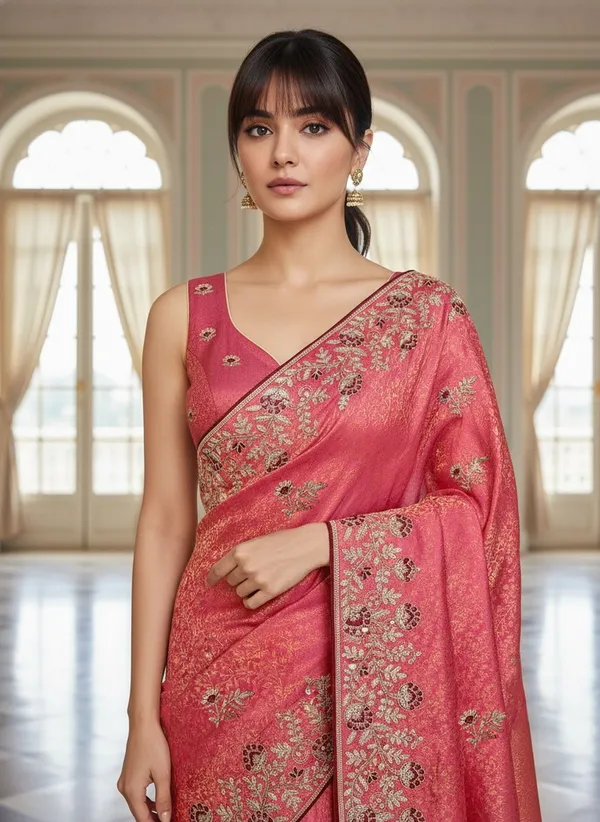 Pink_Banarasi_Silk_Blend_Embroidered_Jacquard_Saree_For_Women_|_With_Blouse_Piece