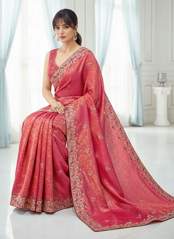 Pink_Banarasi_Silk_Blend_Embroidered_Jacquard_Saree_For_Women_|_With_Blouse_Piece