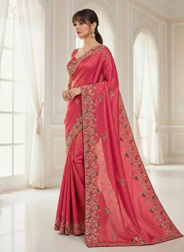 Pink_Banarasi_Silk_Blend_Embroidered_Jacquard_Saree_For_Women_|_With_Blouse_Piece