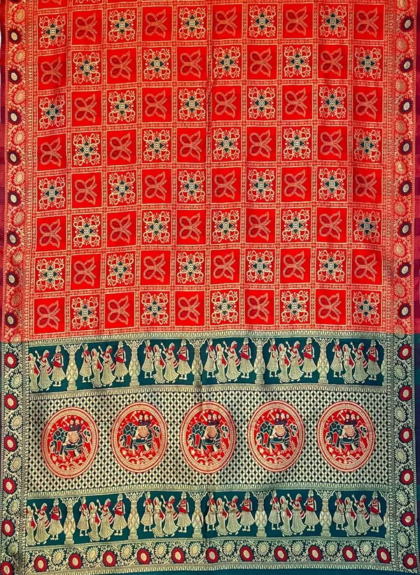 Crimson_Red_Banarasi_Silk_Blend_Woven_Jacquard_Saree_For_Women_|_With_Blouse_Piece