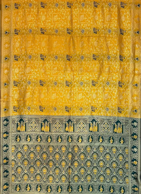 Yellow_Banarasi_Silk_Blend_Jacquard_Woven_Saree_For_Women_|_With_Blouse_Piece