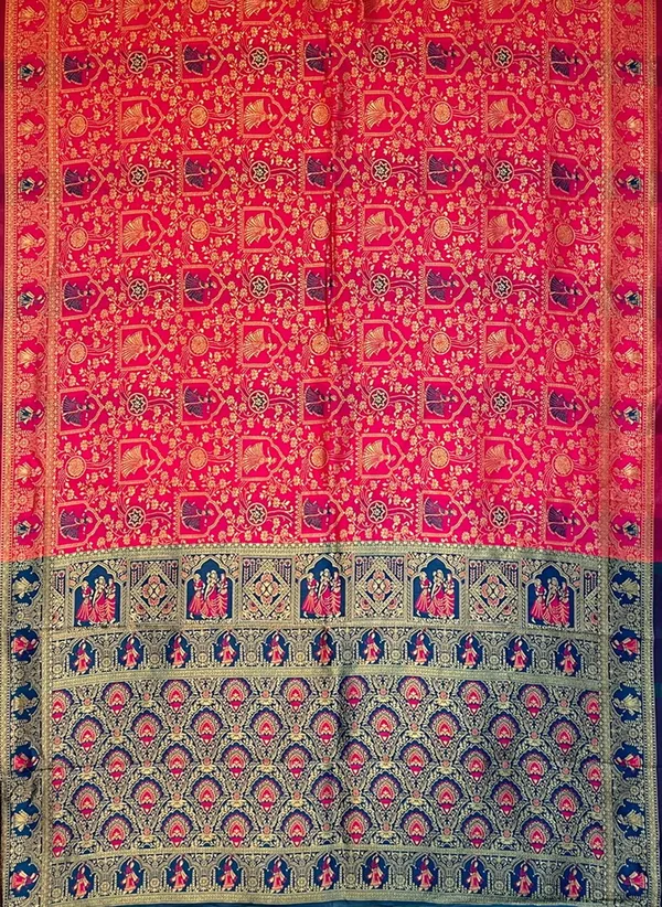 Pink_Banarasi_Silk_Blend_Woven_Jacquard_Saree_For_Women_|_With_Blouse_Piece