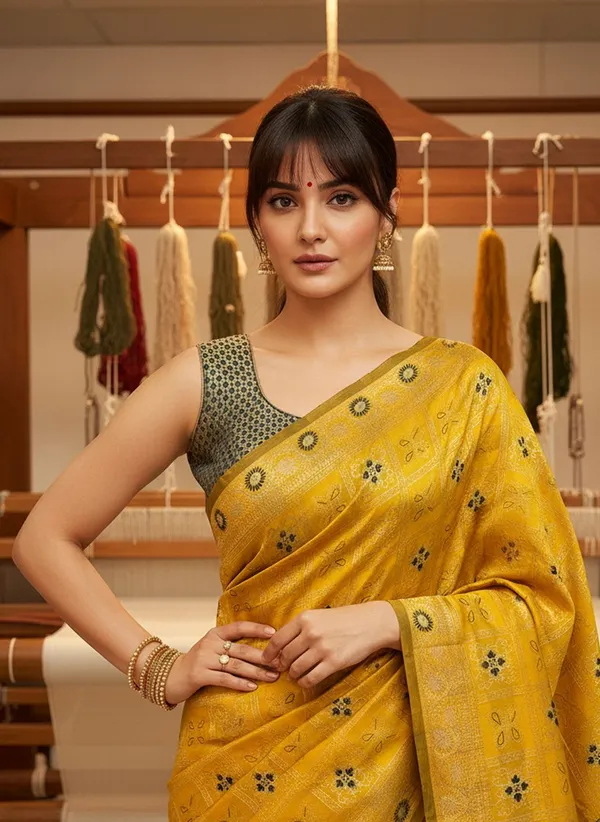 Yellow_Banarasi_Silk_Blend_Jacquard_Zari_Woven_Saree_For_Women_|_With_Blouse_Piece