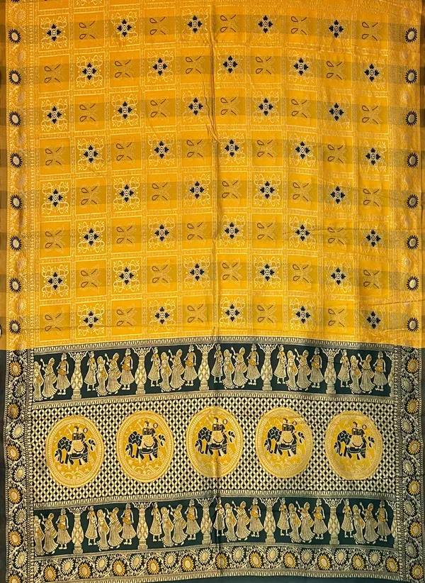 Yellow_Banarasi_Silk_Blend_Jacquard_Zari_Woven_Saree_For_Women_|_With_Blouse_Piece