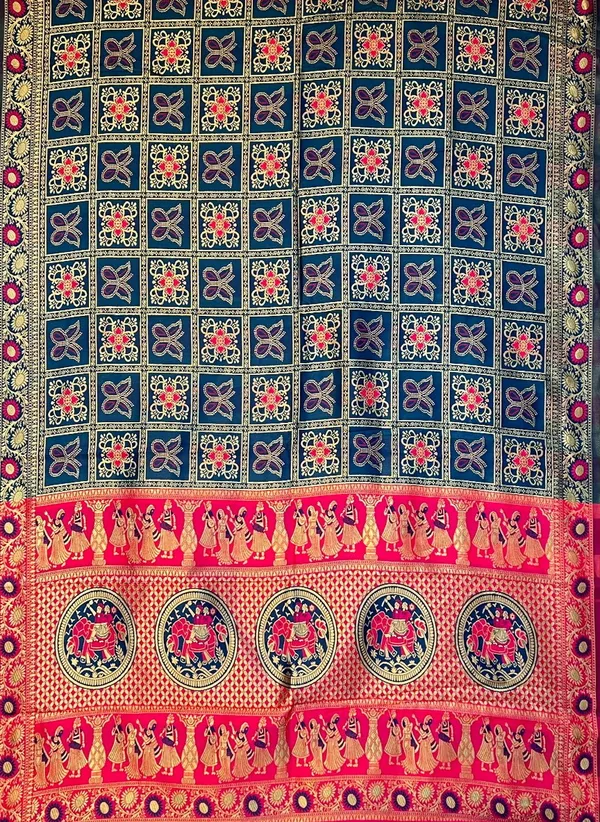 Blue_Banarasi_Silk_Blend_Jacquard_Zari_Woven_Saree_For_Women_|_With_Blouse_Piece