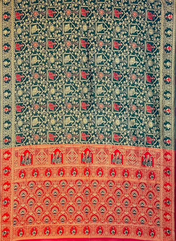 Green_Banarasi_Silk_Blend_Jacquard_Woven_Saree_For_Women_|_With_Blouse_Piece
