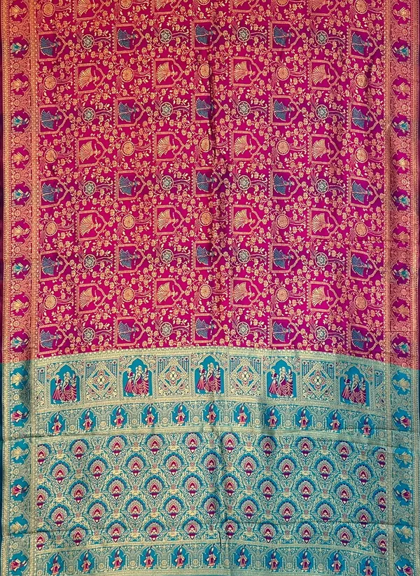 Magenta_Banarasi_Silk_Blend_Woven_Jacquard_Saree_For_Women_|_With_Blouse_Piece