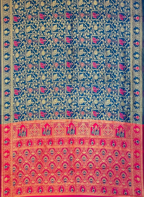 Blue_Banarasi_Silk_Blend_Jacquard_Woven_Saree_For_Women_|_With_Blouse_Piece